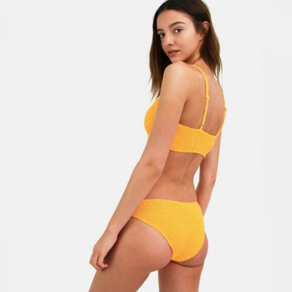 NWT Mosmann yellow lined ribbed bikini top and bottom set M - Picture 8 of 16